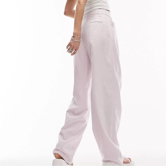 Topshop linen-blend tapered pants in lilac Size 6 pockets high-waisted - Picture 3 of 4